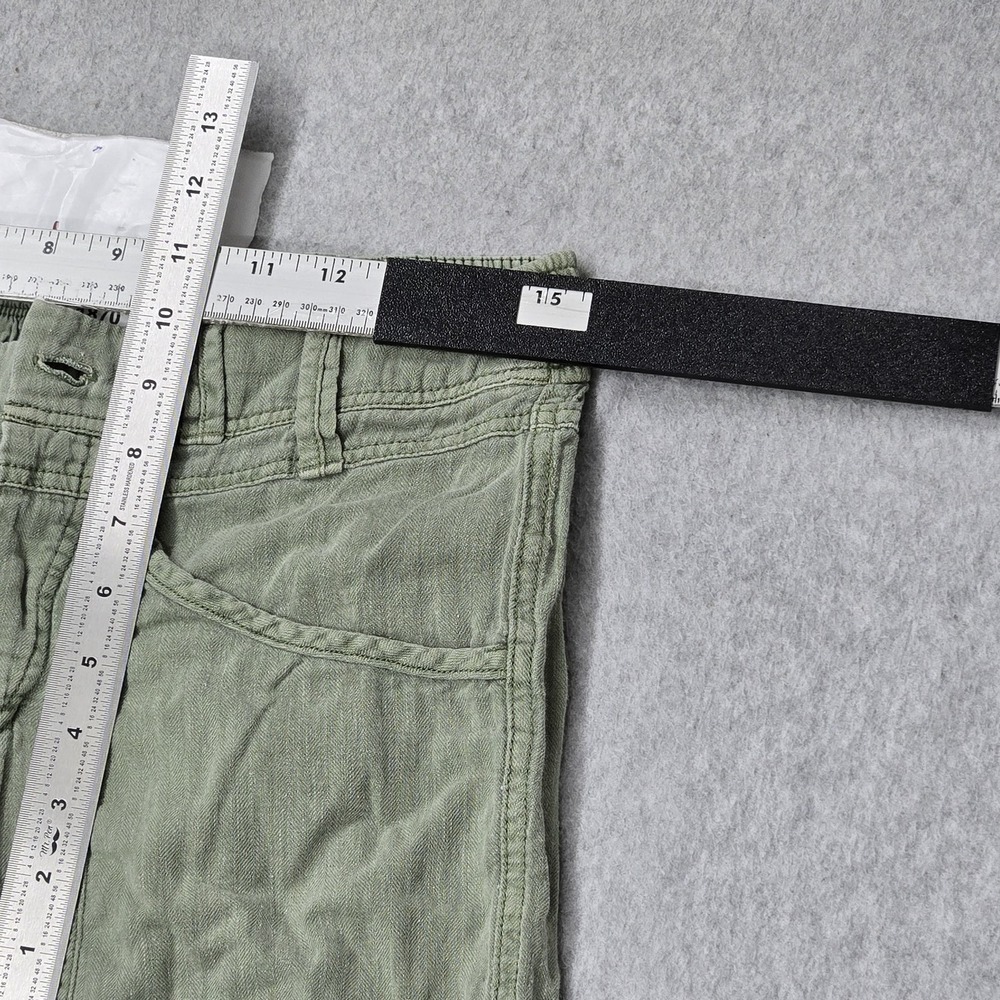 Free People Women Pants S Green Cotton Linen Big Hit Slouch Beach Coastal - Picture 7 of 12